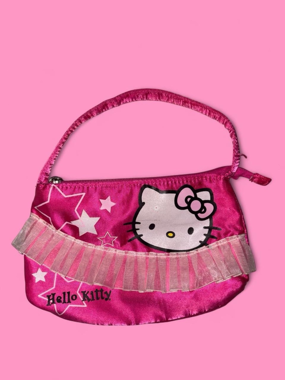 Hello Kitty Bright Pink Girls Shoulder Bag with Ruffle